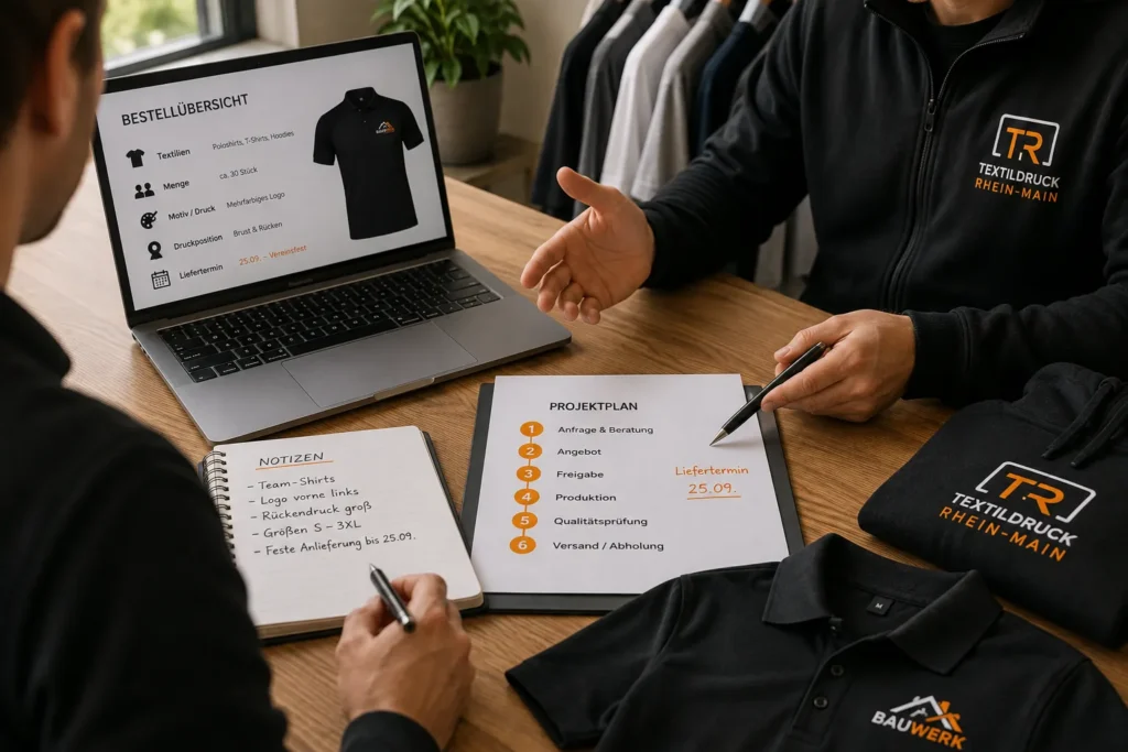 termingerechte lieferung textildruck rheinmain