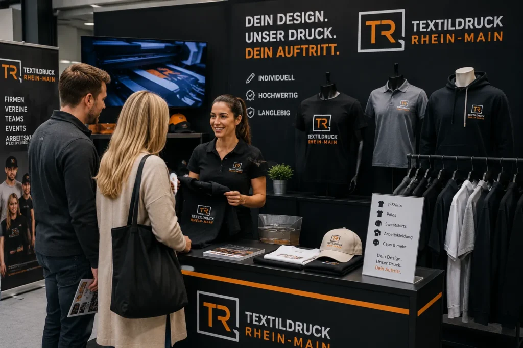 textildruck rhein main messestand